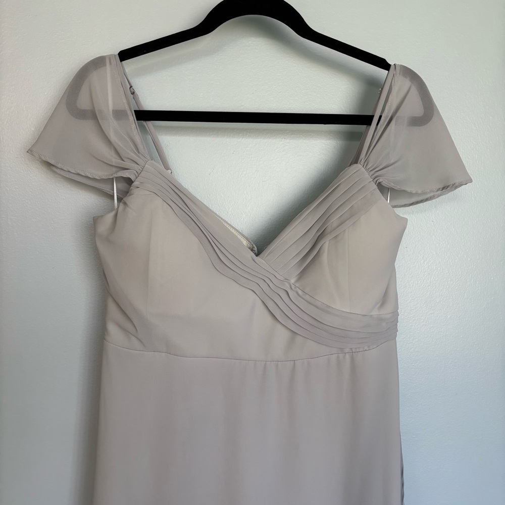 Women’s Birdy Grey Light Dove Gray Pleated Long Bridesmaid Dress Size Large
